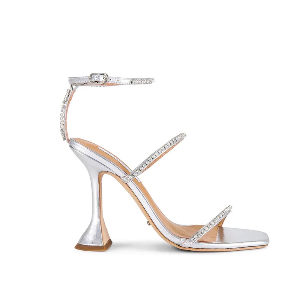 Tony Bianco “Shy Sandal” in silver metallic
